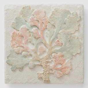 Posavasos De Piedra Arte de Rama Coral Acuática