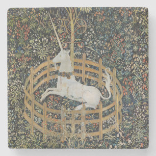 Posavasos De Piedra Arte de Unicornio Medieval Vintage en Cautiverio