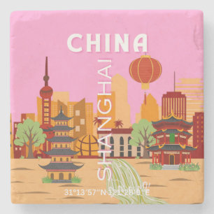 Posavasos De Piedra Arte de viaje a Shanghai, China