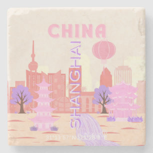 Posavasos De Piedra Arte de viaje pastel de Shanghai China