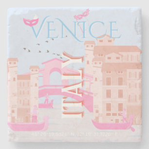Posavasos De Piedra Arte de viajes de Venecia, Italia, arte de viajes