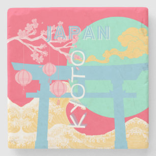 Posavasos De Piedra Arte de viajes retro en Japón
