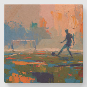 Posavasos De Piedra "Arte del Fútbol" (Estilo 1) Pintura al óleo 