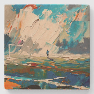 Posavasos De Piedra "Arte del Fútbol" (Estilo 2) Pintura al óleo