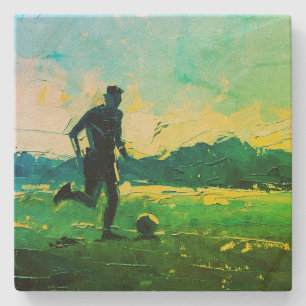 Posavasos De Piedra "Arte del Fútbol" (Estilo 4) Pintura al óleo 