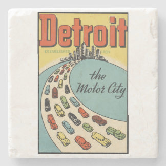 Posavasos De Piedra Arte del vintage de la ciudad del motor de Detroit