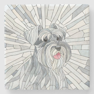 Posavasos De Piedra Arte en miniatura de Schnauzer Mosaic