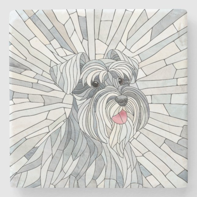Posavasos De Piedra Arte en miniatura de Schnauzer Mosaic (Anverso)
