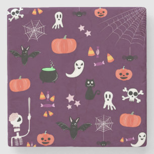 Posavasos De Piedra Arte espeluznante y lindo de Halloween
