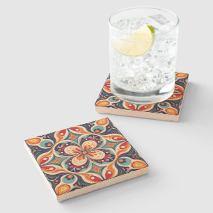 Posavasos De Piedra Arte floral folklórico mexicano revisitado
