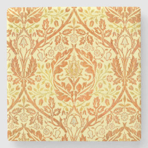 Posavasos De Piedra Arte floral naranja Bough dorado de William Morris