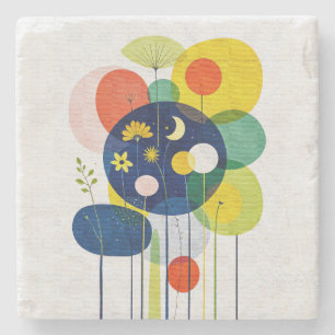 Posavasos De Piedra Arte Folclórico Geométrico Botánico Caprichoso Pro