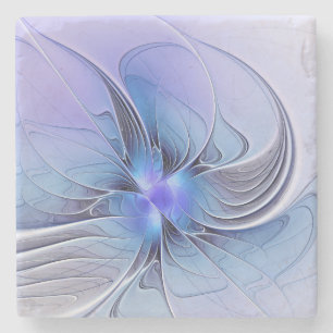 Posavasos De Piedra Arte fractal moderno abstracto lavanda azul