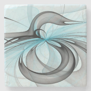Posavasos De Piedra Arte fractal moderno gris antracita abstracto