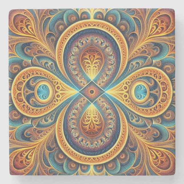 Posavasos De Piedra Arte fractal vibrante (Anverso)