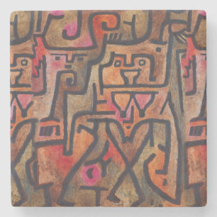 Posavasos De Piedra Arte moderno expresionista abstracto del bosque de