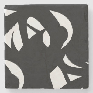 Posavasos De Piedra Arte moderno impresionante en blanco y negro