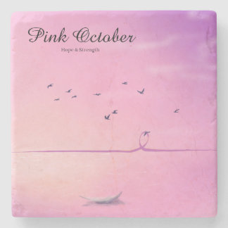 Posavasos De Piedra Arte Pastel de Octubre Rosa