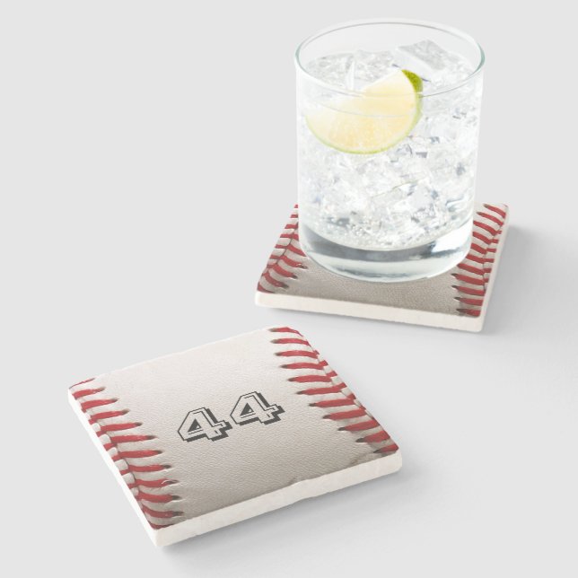 Posavasos De Piedra Arte personalizado de número de béisbol – Foto dep (Lateral)