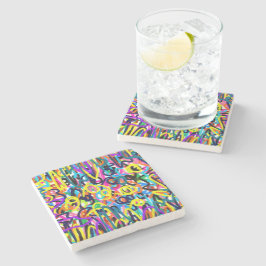 Posavasos De Piedra Arte pop negrita