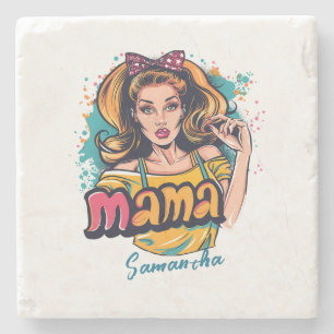 Posavasos De Piedra Arte Retro Mama Pop Personalizado (10)