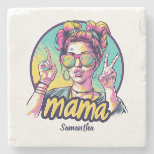 Posavasos De Piedra Arte Retro Mama Pop Personalizado (19)