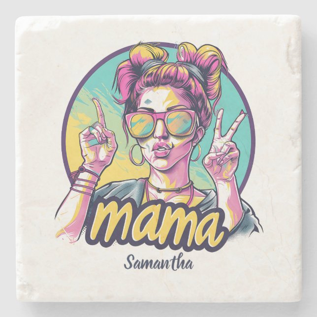 Posavasos De Piedra Arte Retro Mama Pop Personalizado (19) (Anverso)