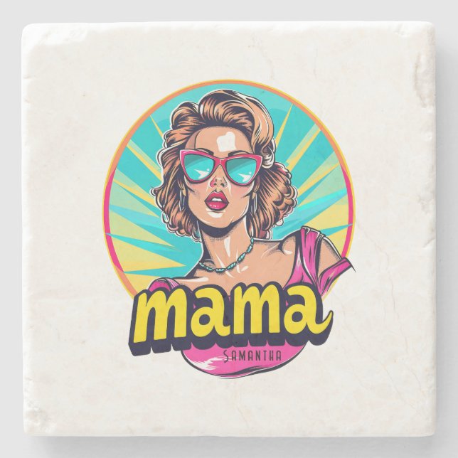 Posavasos De Piedra Arte Retro Mama Pop Personalizado (3) (Anverso)