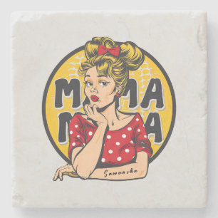 Posavasos De Piedra Arte Retro Mama Pop Personalizado (4)