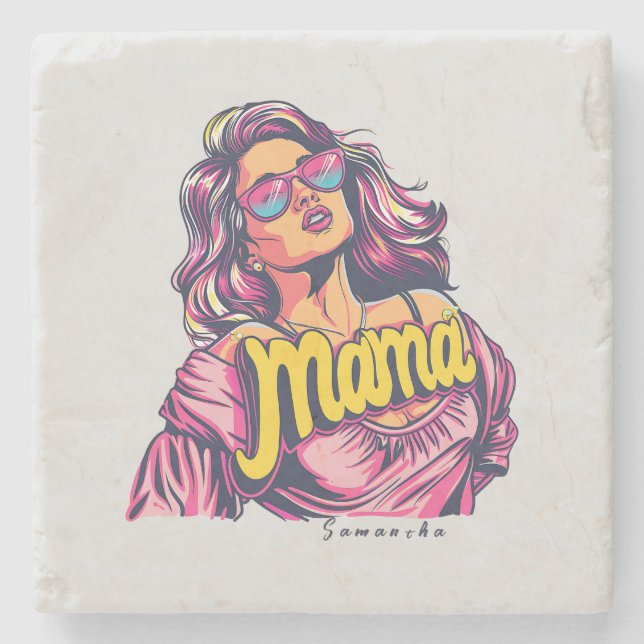 Posavasos De Piedra Arte Retro Mama Pop Personalizado (6) (Anverso)