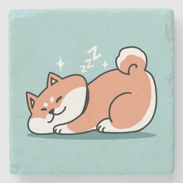 Posavasos De Piedra Arte Shiba Inu relajado: Solo un Shiba bajo tierra (Anverso)