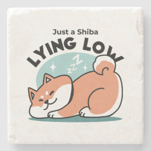 Posavasos De Piedra Arte Shiba Inu relajado: Solo un Shiba bajo tierra