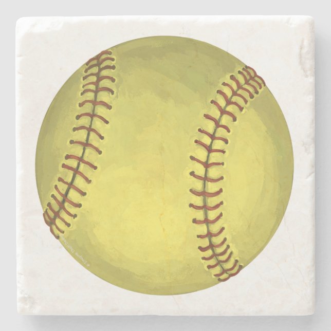 Posavasos De Piedra Arte Softball pintado (Anverso)