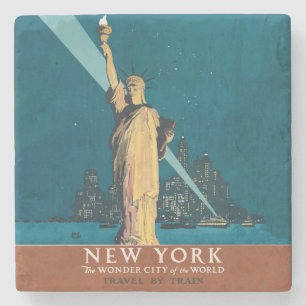 Posavasos De Piedra Arte Vintage de la Estatua de la Libertad de Nueva