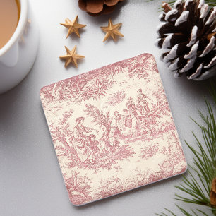 Posavasos De Piedra Arte vintage de mujeres francesas en Toile de Jouy