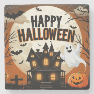 Posavasos De Piedra Arte vintage feliz Halloween