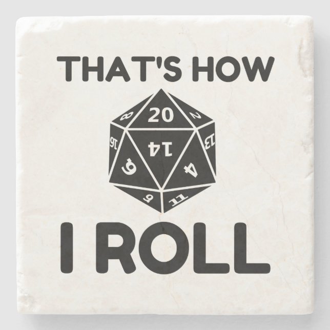 Posavasos De Piedra Así es como rollo los dados de 20 lados (Anverso)