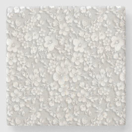 Posavasos De Piedra Aspecto de Encaje Floral Blanco