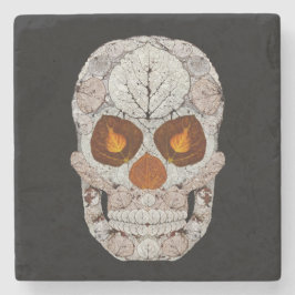 Posavasos De Piedra Aspen Leaf Skull 11