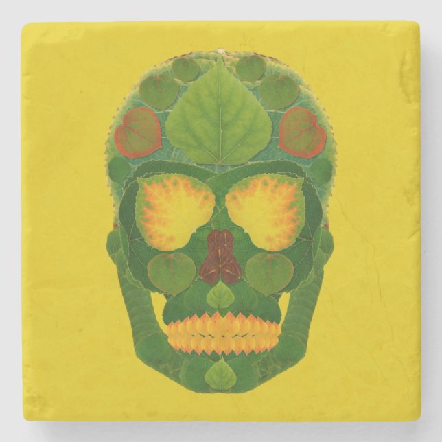 Posavasos De Piedra Aspen Leaf Skull 9 (Anverso)
