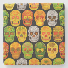 Posavasos De Piedra Aspen Leaf Skulls sin fisuras patrón 2018