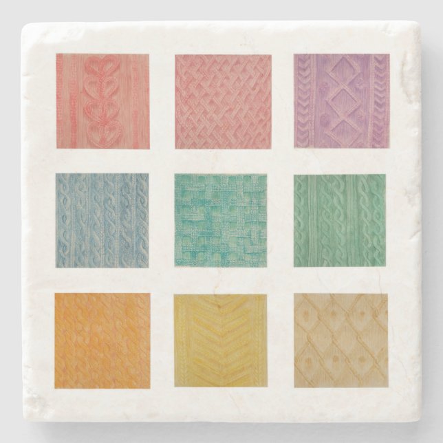 Posavasos De Piedra Astras con motivos de Knit (Anverso)