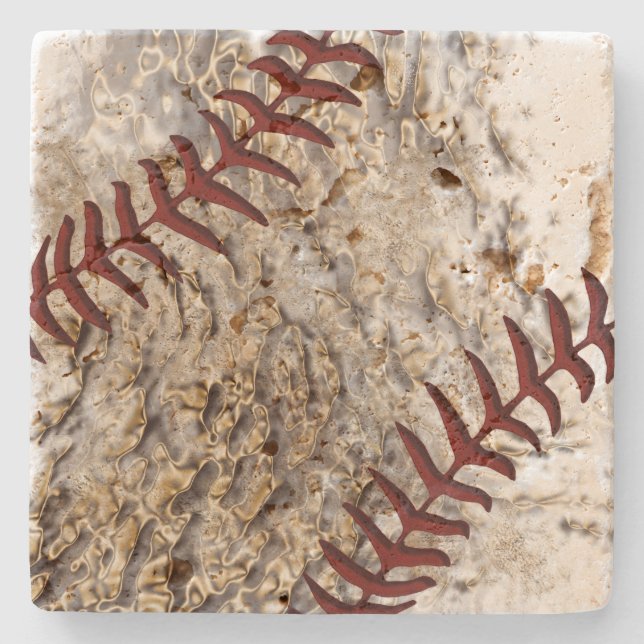 Posavasos De Piedra Astras De Béisbol Rústico De La Montaña Travertina (Anverso)