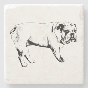 Posavasos De Piedra Astras de Bulldog nocturno de cacao