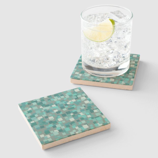 Posavasos De Piedra Astras de mosaico turquesa (Lateral)