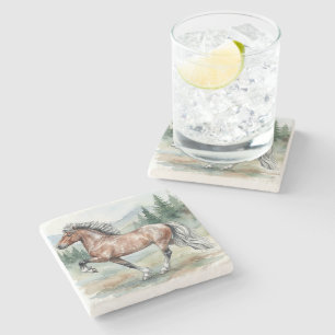 Posavasos De Piedra Astrid Tolting Caballo islandés acuarela