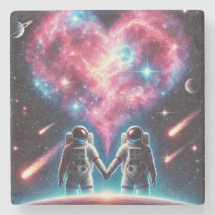 Posavasos De Piedra Astronauta Ama la montaña rusa de piedra nebulosa