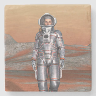 Posavasos De Piedra Astronauta Marte - Explorador Espacial en Planeta