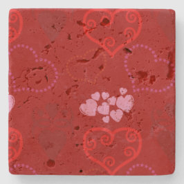 Posavasos De Piedra Ataques de piedra día de San Valentín - Corazón ro