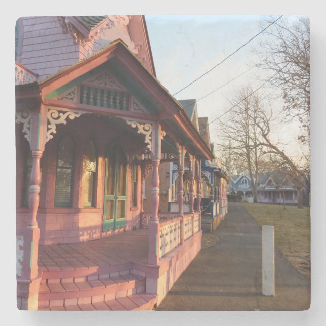 Posavasos De Piedra Atardecer cálido sobre el pan de jengibre - Viñedo (Anverso)